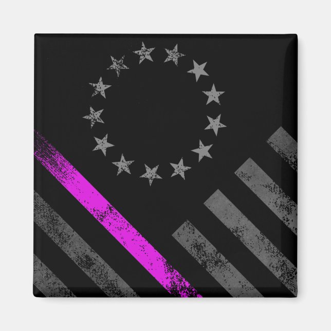 Aimant Ligne rose Cancer du sein Betsy Ross Drapeau améri (Devant)