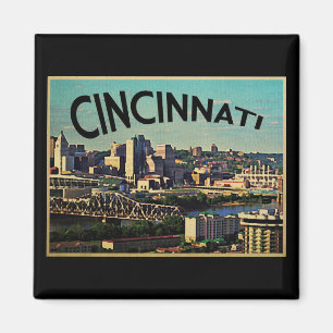 Aimant Ligne Skyline Cincinnati vintage