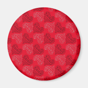 Aimant Lignes cardiaques alternatives en rouge noir et bl
