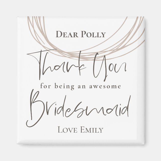 Aimant Lignes contemporaines Merci Bridesmaid Cadeau (Devant)