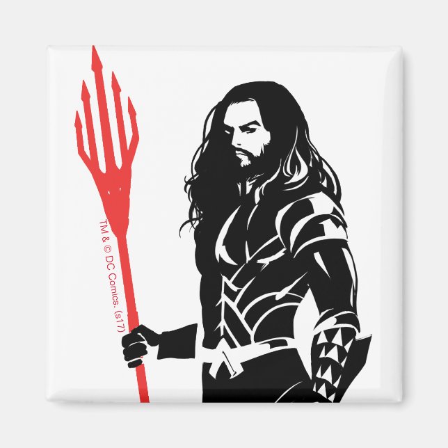 Aimant Ligue de Justice | Aquaman Pose Noir Pop Art (Devant)