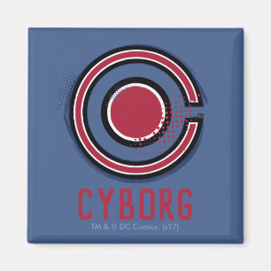 Aimant Ligue de Justice   Symbole de cyborg brosse et dem