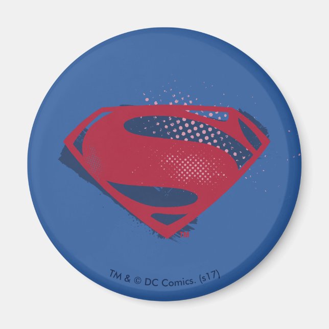 Aimant Ligue de Justice | Symbole Superman brosse et demi (Devant)