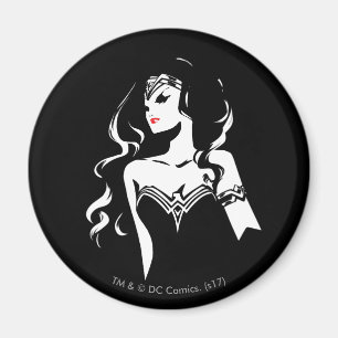 Aimant Ligue de Justice   Wonder Woman Noir Pop Art