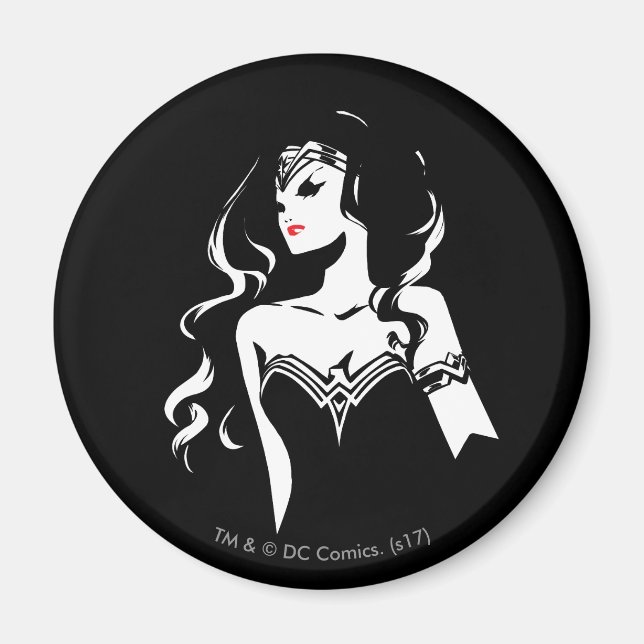 Aimant Ligue de Justice | Wonder Woman Noir Pop Art (Devant)