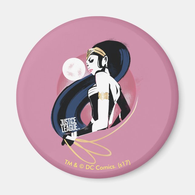 Aimant Ligue de Justice | Wonder Woman Profil Pop Art (Devant)