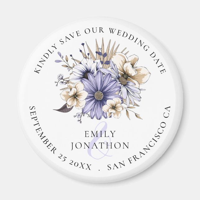 Aimant Lilac Florals Mariage Garder Enregistrer La Date (Devant)