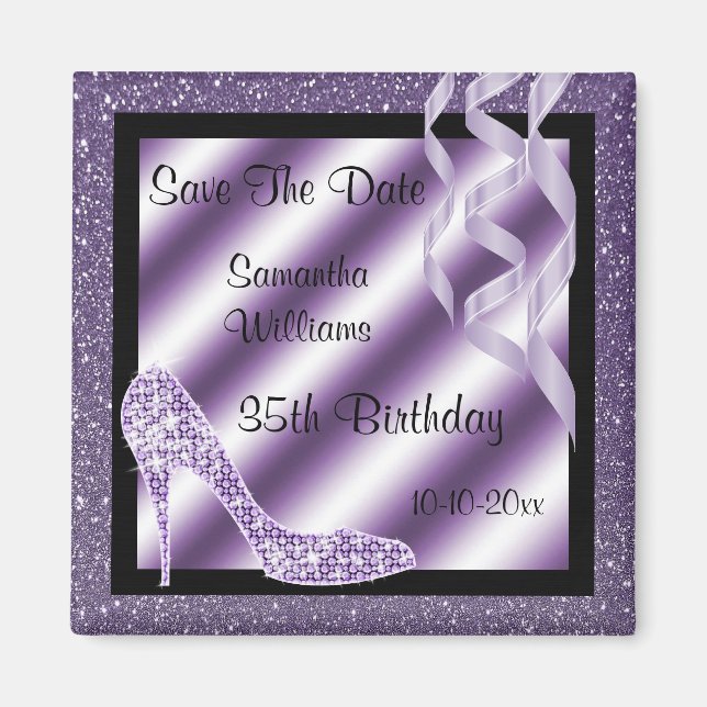 Aimant Lilac Glittery Stiletto & Streamers 35e anniversai (Devant)