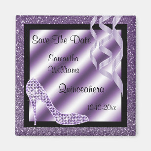 Aimant Lilac Glittery Stiletto & Streamers Quinceañera