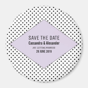 Aimant Lilac Pois modernes Sauvez la date