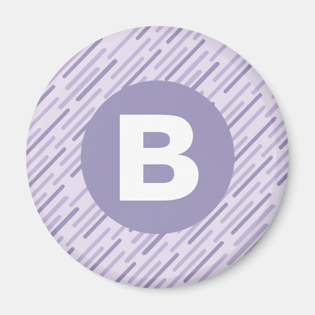 Aimant Lilas Moderne Violet Diagonal Monogramme Rayures (Devant)
