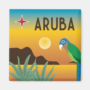 Aimant L'île colorée des Caraïbes d'Aruba