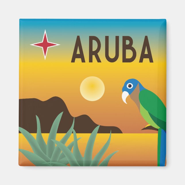 Aimant L'île colorée des Caraïbes d'Aruba (Devant)