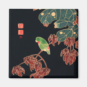 Aimant L'illustration japonaise du Paroquet Colorful Bird