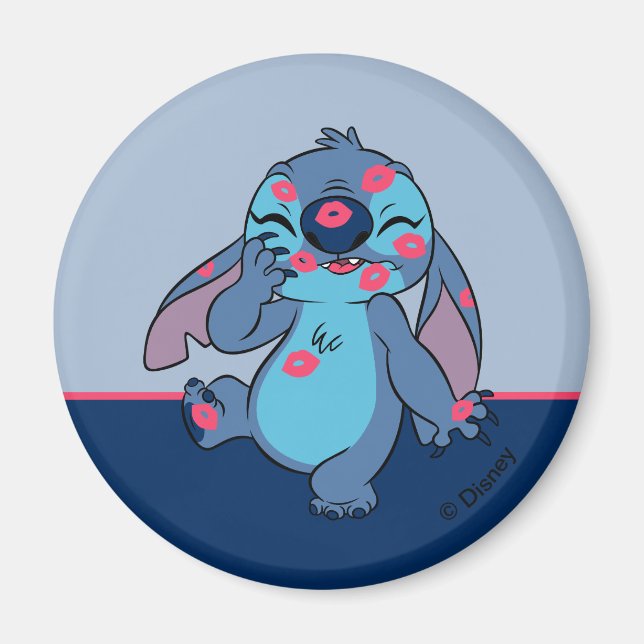 Aimant Lilo & Stitch | Stitch Couvert dans les baisers (Devant)