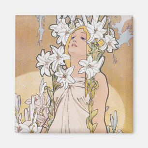 Aimant Lily (quatre fleurs), Alphonse Mucha