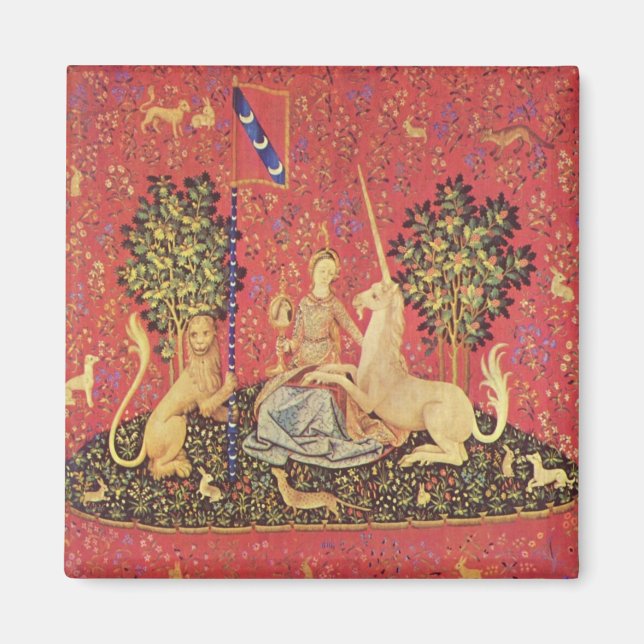 Aimant L'image de la Tapisserie médiévale Unicorn et Maid (Devant)