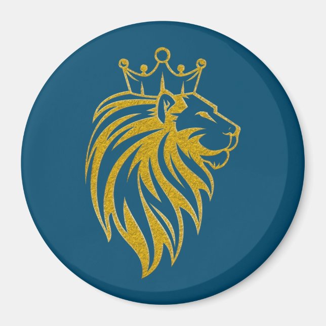 Aimant Lion Avec Couronne - Style Or 2 (Devant)
