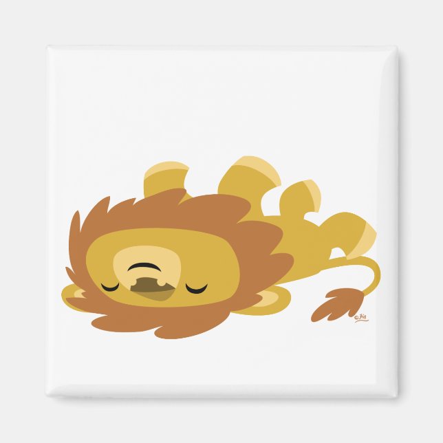Aimant Lion azy en caricature (Devant)