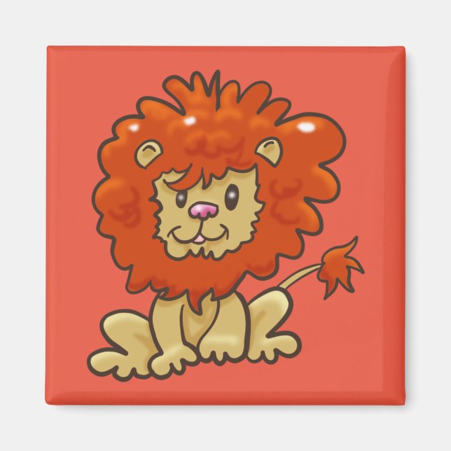 Aimant Lion caricature mignon (Devant)