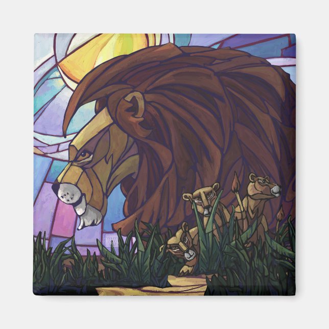 Aimant Lion et petits (Devant)
