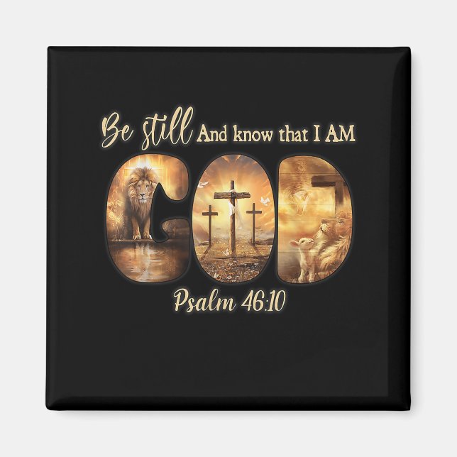 Aimant Lion God Christian Be Still And Know That I Am God (Devant)