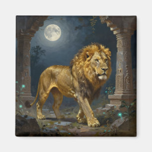 Aimant Lion majestueux se promenant au clair de lune