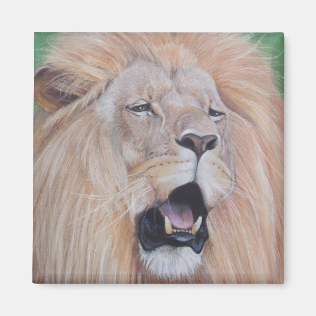 Aimant Lion rugissant faune réaliste art grand chat aiman (Devant)