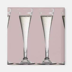 Aimant Liquides en verre de Champagne rose et blanc