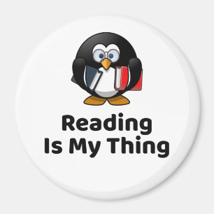 Aimant Lire Est Mon Chose Pingouin Drôle Lecture