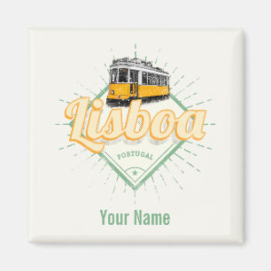 Aimant Lisbonne Portugal avec Retro tramway Vintage vacan