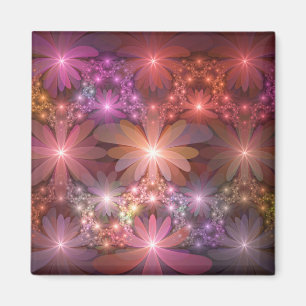 Aimant Lit De Fleurs Coloré Brillante Art Fractal Abstrai