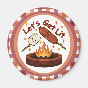Aimant Lit Firepit - mignon Marshmallow & Hot Dog