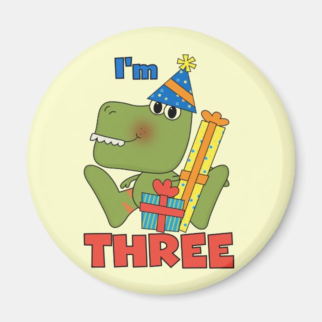 Aimant Little Dino 3ème Anniversaire Tshirts et cadeaux (Devant)