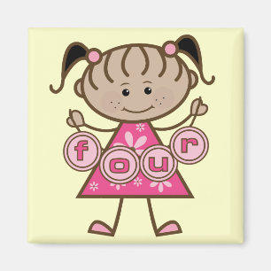 Aimant Little Girl 4th Birthday Tshirts et cadeaux