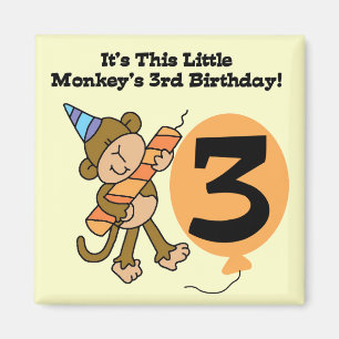 Aimant Little Monkey 3e Anniversaire Tshirts et cadeaux
