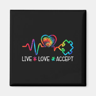 Aimant Live Love Accepter Sensibilisation sur l'autisme C