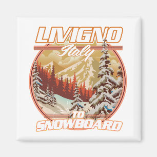 Aimant Livigno italie logo de snowboard