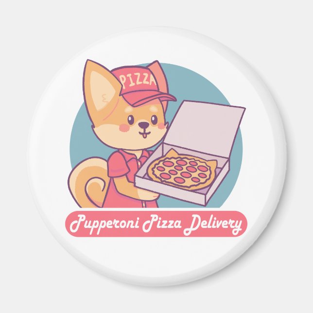 Aimant Livraison de Pupperoni Pizza (Devant)