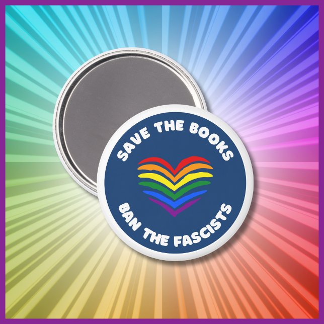 Aimant Livre anti-censure Interdire Round Rainbow Heart (Créateur téléchargé)
