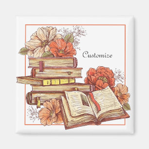 Aimant Livres Et Fleurs Personnalisés