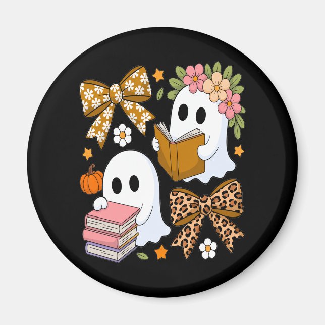 Aimant Livres fantômes Halloween Floral Automne Halloween (Devant)