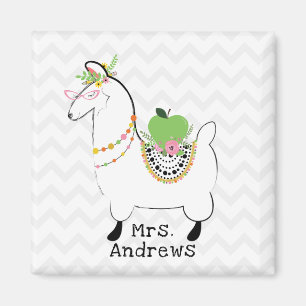 Aimant Llama Green Apple Floral Chevron