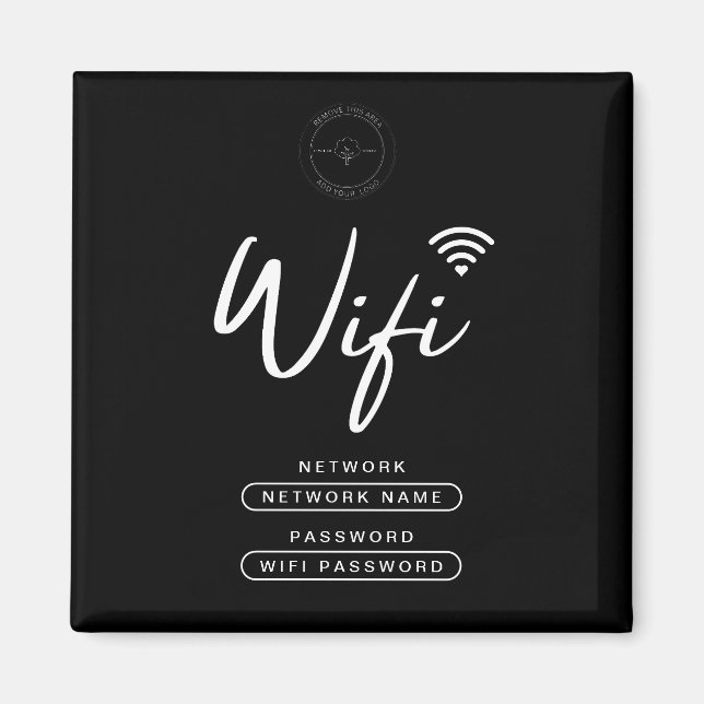Aimant Logo d'affaires moderne noir et blanc Détails Wifi (Devant)