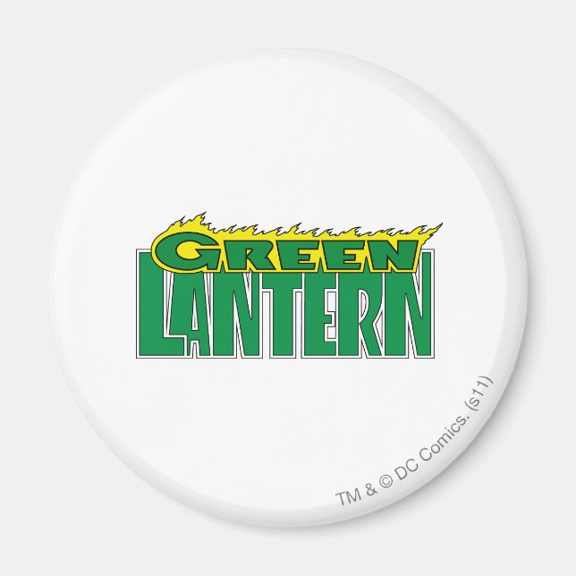 Aimant Logo de lanterne verte - Flammes jaunes (Devant)