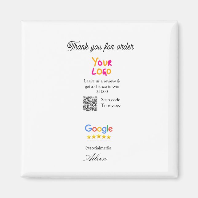 Aimant logo de site web d'entreprise de critique Google s (Devant)