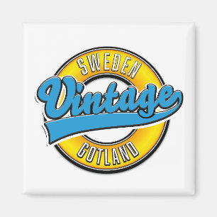 Aimant Logo de style vintage Gotland Suède
