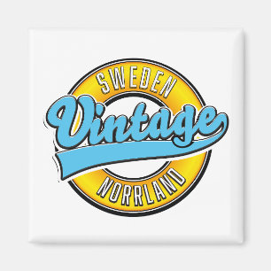 Aimant Logo de style vintage Norrland Suède