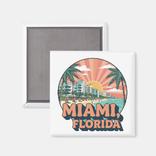 Aimant Logo de voyage de l'art de Miami Floride vintage 8