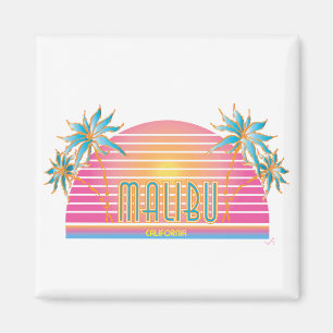 Aimant Logo du Cool Malibu-CA-Sun Palm Trees